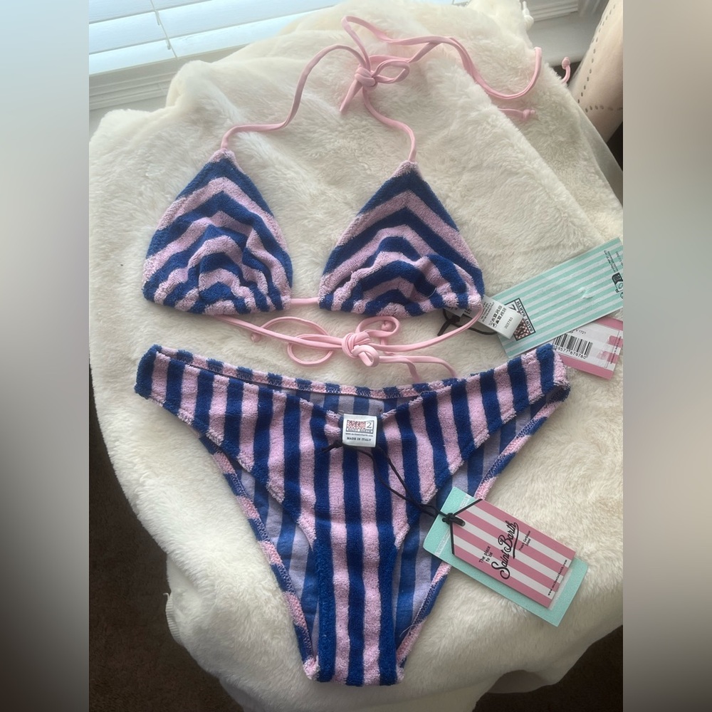 MC2 Saint Barth Terry Striped Bikini set size Small Y2K
